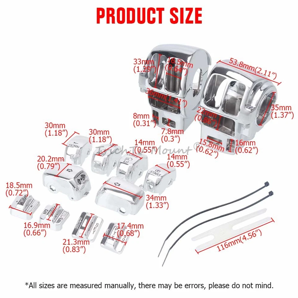 Chrome Switch Housing Kit Switch Cap For Harley FLHTCU FLHTK FLTR FLTRU 96-13 - Image 2 of 4