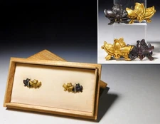 Gold and Black Butterflies Ikeda-clan's Kamon Menuki Edo original tsuba antique