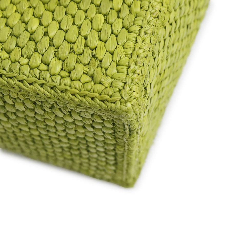 Vault Font LOEWE Font Small A685B59X01 Tote Raffia / Leather Green × Black Unisex ...