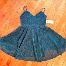 Prom Girl Homecoming Dress Sz Med Sparkly Glitter Teal