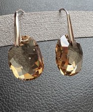 Genuine Swarovski Colorado Topaz Galet Earrings, Rhodium Plated