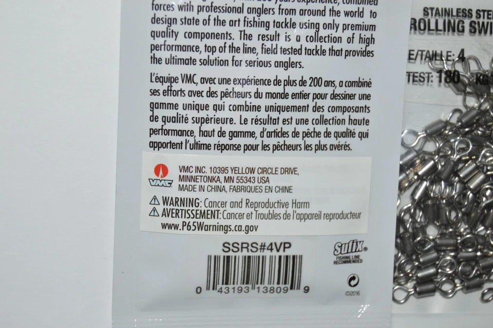 2 packs vmc rolling swivel  size 4  180lb test 50 pr pack saltwater freshwater - Image 3 of 3