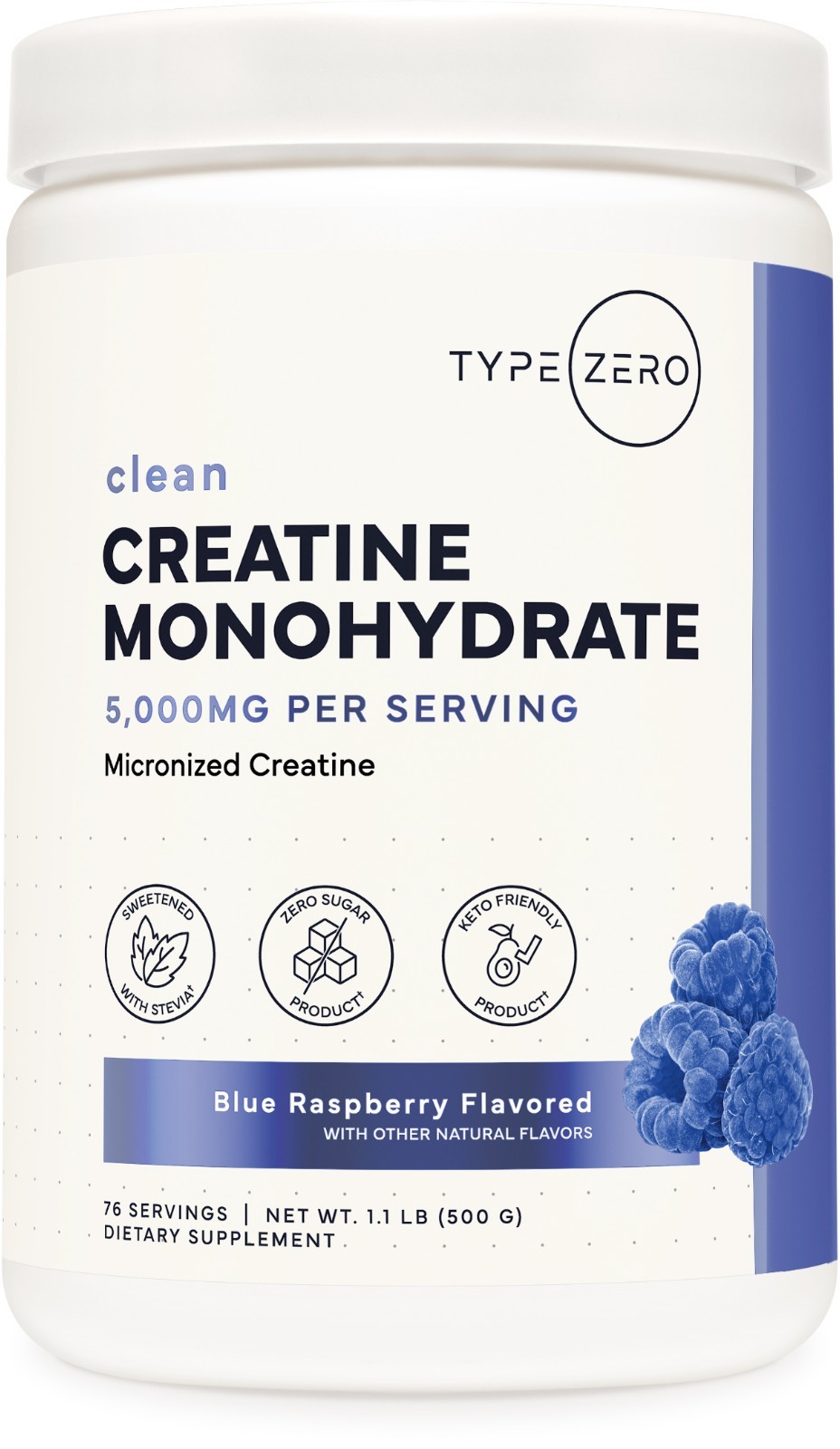 TypeZero Creatine Monohydrate Powder 500 Grams Blue Raspberry Flavor 4590₽