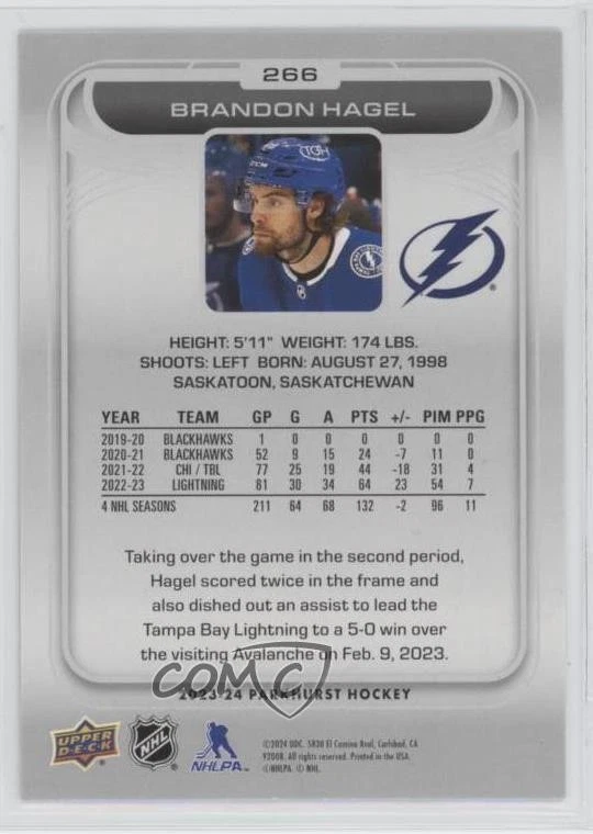 2023-24 Upper Deck Parkhurst Patterned Foil Brandon Hagel #266 - Image 2 of 2