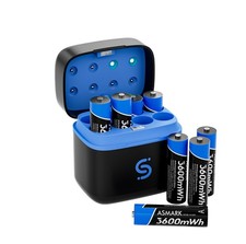 8-Pack Rechargeable AA Batteries with Dual-Mode Charger for Lithium NiMH Ba...