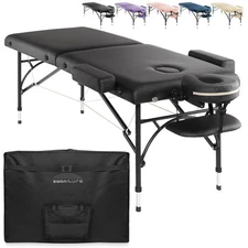 Portable Massage Table - Tilt Backrest Aluminum Legs, Carrying Case