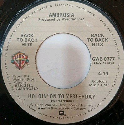 Ambrosia~How Much I Feel~Holdin' On To ..~1975~45rpm Vinyl Record~WHITE LABEL