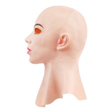 Realistic Female Latex Head Cover Cosplay Drag Queen Halloween Dress