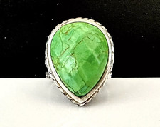 Sterling Silver Ring Green Turquoise SOUTHWEST Style Designer Signed 925