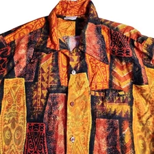 Barefoot In Paradise Vintage Orange and Black Hawaiian Shirt, Men's  Medium