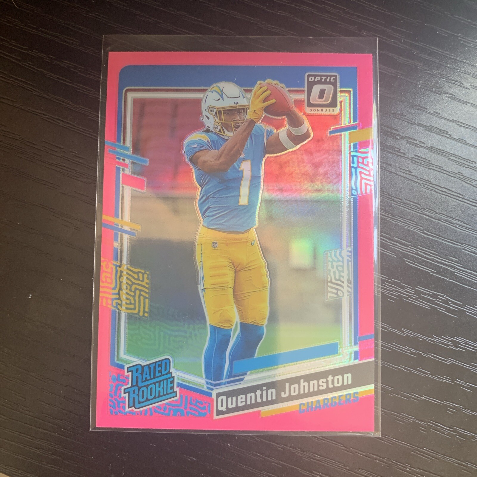 2023 Panini Optic Quentin Johnston Rated Rookie Pink Prizm Chargers RC #265