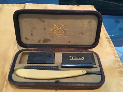 Vintage 1907 Durham Duplex Razor w/ Leather Case & Accessories
