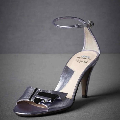 BHLDN Anthropologie Dove Nuotano Gli Squali Metallic Slingback Heels Sz 36.5 - Picture 2 of 12