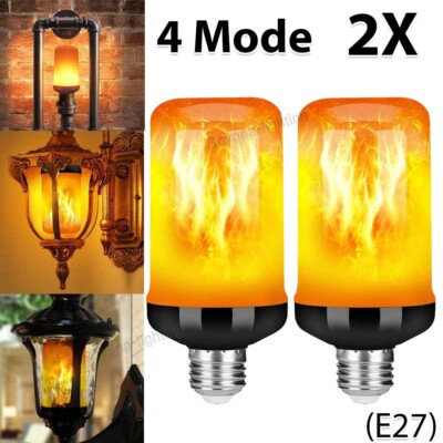 2X E27 LED Licht Fackel Feuer Lampe Flammen Effekt Glühbirne Flacker Birne Deko