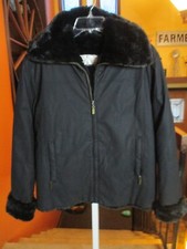 Nuage M Black Faux Fur Lined High Neck Collar Pockets Zip Coat