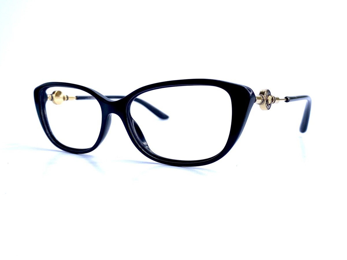 Versace Black Cat Eye Glasses w Gold Medusa Temples Italy 54  display picture 3