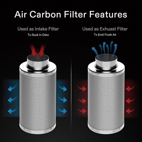 VIVOSUN 4/6/8" Air Carbon Filter 38mm Charcoal Bed w/ Pre-Filter for Inline Fan - Picture 3 of 13
