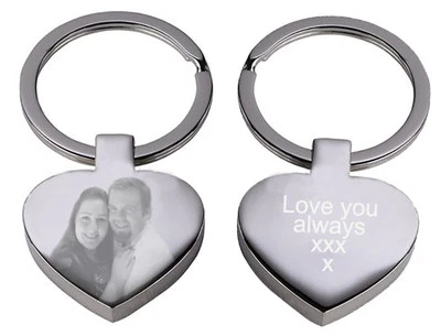 Personalised gift Engraved text logo photo keyring love keepsake bff fathers day