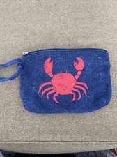 Unbranded Red Crab Print Case Cosmetic Clutch Pouch Zipper Closure CT 