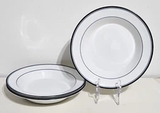 Dansk Concerto Allegro Portugal Blue Rimmed Soup Bowls 8 1/2" - Set Of 3