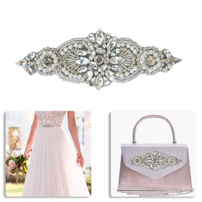 Wunderschönes Braut Motiv Bügelbild Patch Strass Perlen Diamanten für Brautkleid