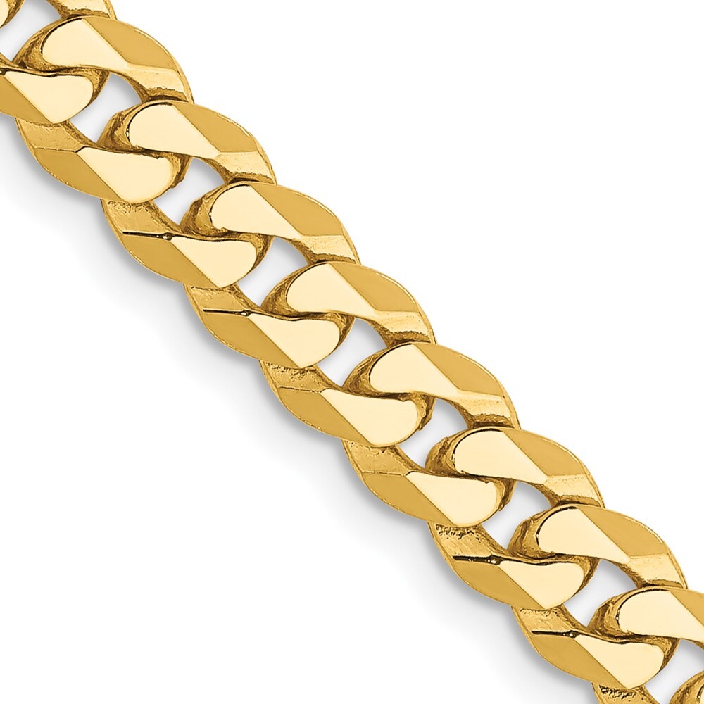 Real 10K Yellow Gold Flat Beveled Curb Chain; 22 inch; Lobster Clasp
