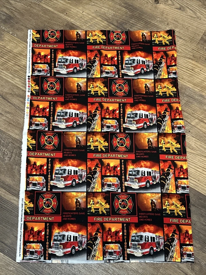 Fireman Firefighter Cotton Fabric-Firefighter Fireman Quilting Fabric 42x30" - Image 3 of 4