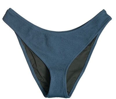 J. Crew Textured Curved Waist Cheeky Bikini Bottom Size XL Teal Blue New!