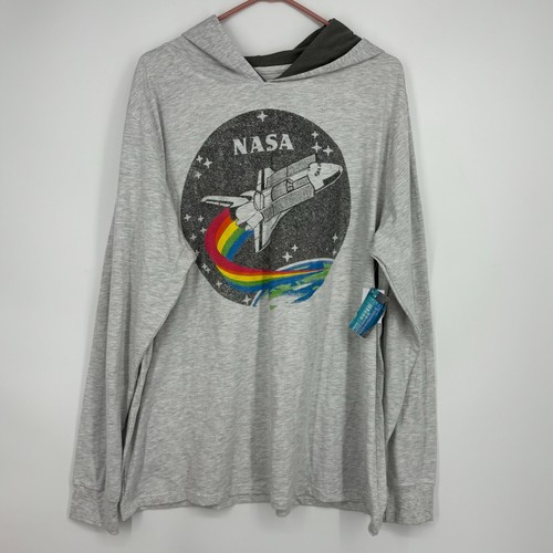 Felpa con cappuccio NASA Buzz Aldrin da uomo grande e leggera maglia logo vintage grigio erica - Foto 2 di 9