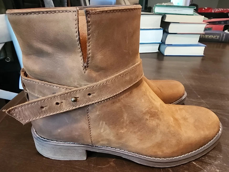 Botas de motociclista Madewell sin cordones de cuero marrón para mujer talla 7,5 Foto 3 de 4