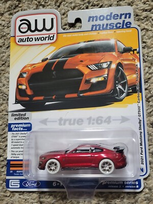 Auto World ULTRA RED CHASE 2021 Ford Mustang ShelbyGT500 Carbon Fiber Track Pack