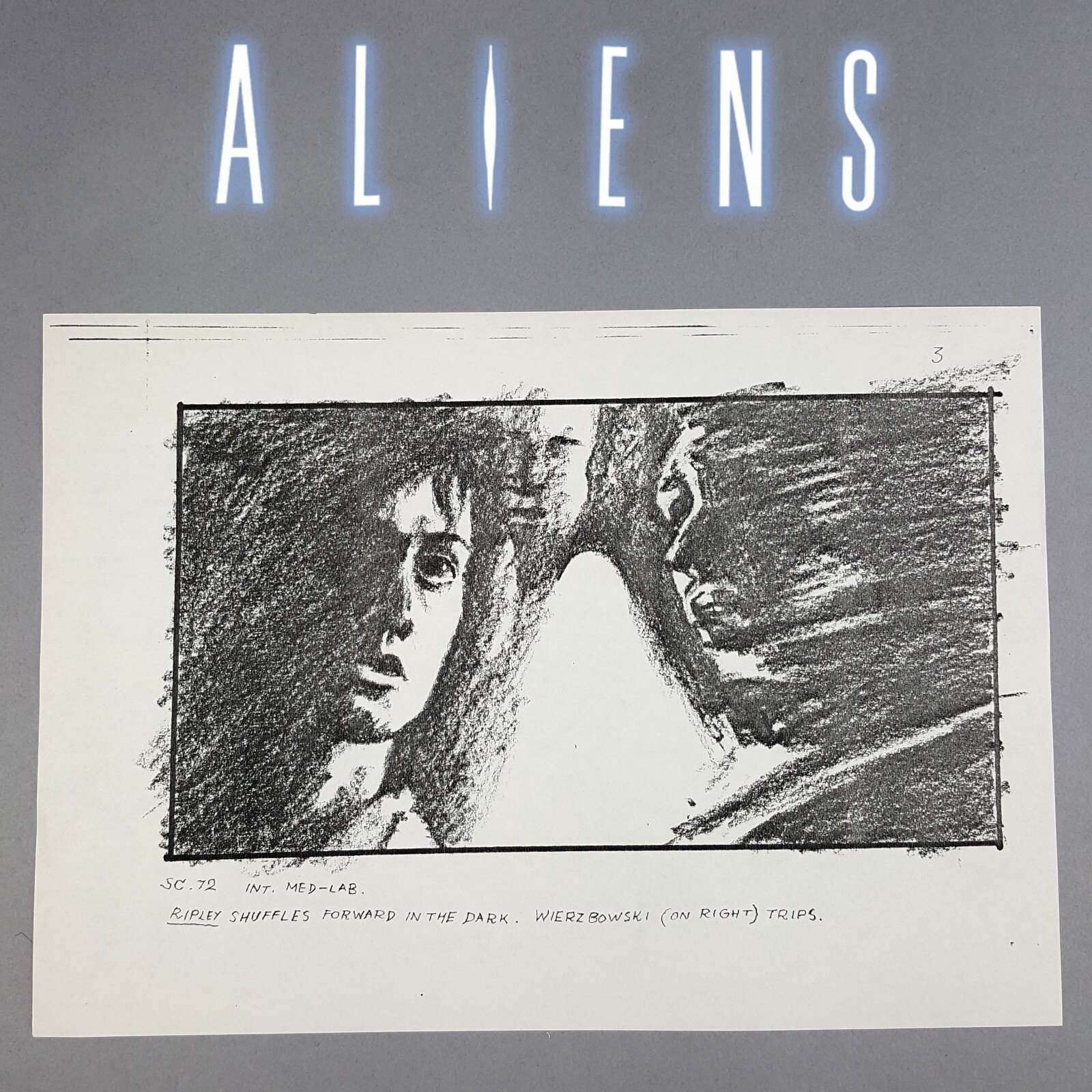 Aliens (1986) - Production Used Storyboard, Ripley Moves Forward in the Dark COA