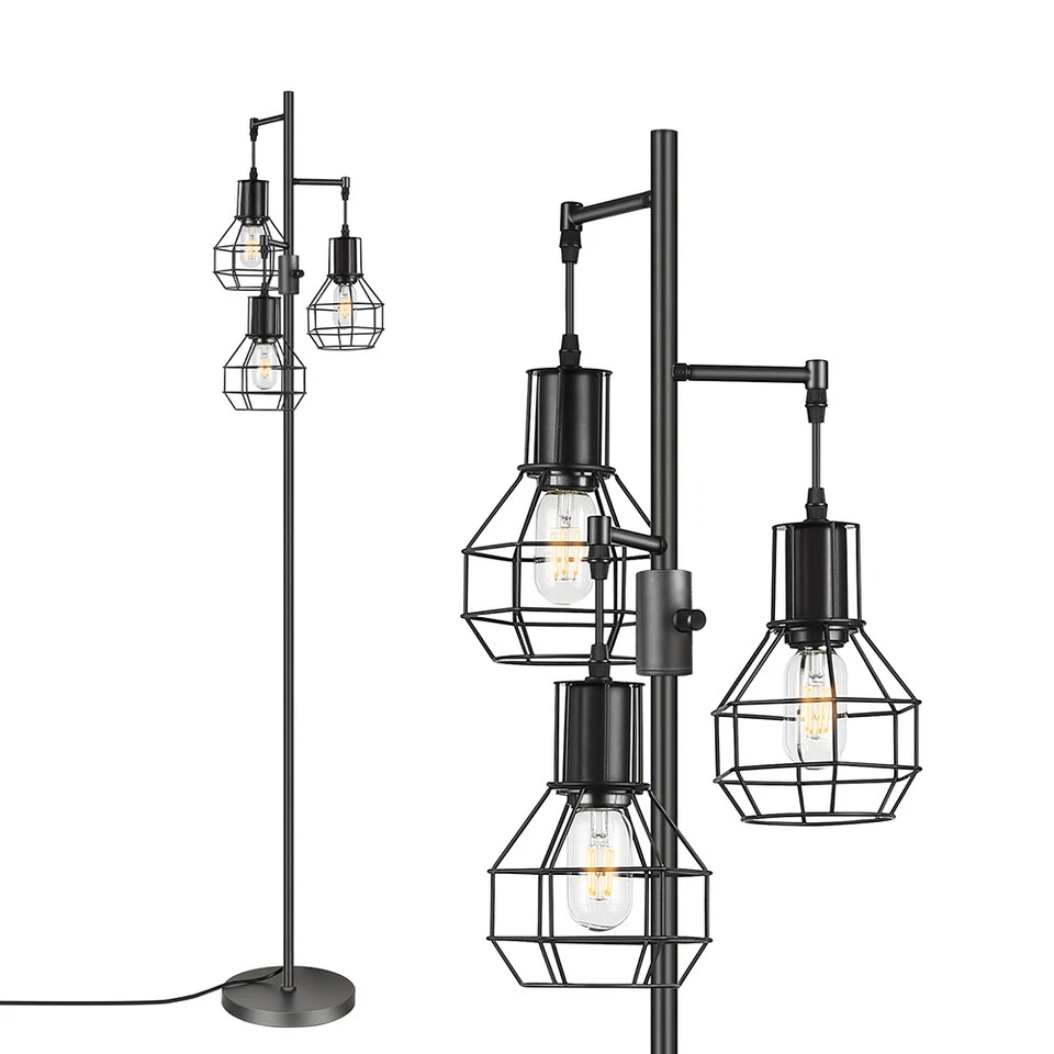 Промышленная напольная лампа с регулируемой яркостью EDISHINE фермерский дом 3 лампы напольная лампа для дерева  - Изображение 2 из 4