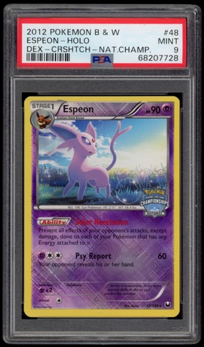 2012 PSA 9 Mint Espeon Reverse Nationals Stamp BW Dark Explorers Pokemon Card 48
