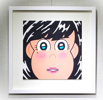 JUN OSON Original Painting ''Face'' Japan Signed Framed Acrylic on paper