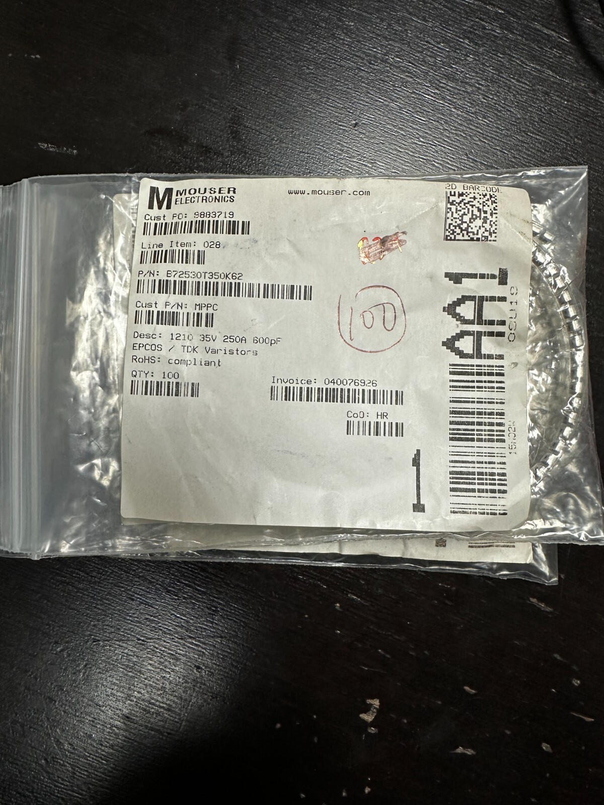 146 Pieces of B72530T350K62 Varistor