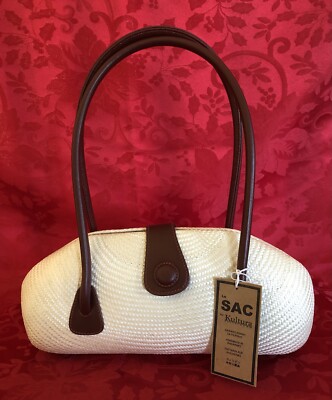 NEW Le Sac Kultura Original Philippine Handwoven Rattan Bag with Handle NWT 