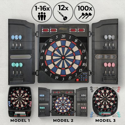 Physionics  Dart-Scheibe Elektronisch 12 Soft Pfeile E-Dartboard Profi Dartspiel