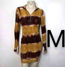 🆕Tan & Burgundy Tie Dye Long Sleeve Knit Bodycon MiniDress   Size M