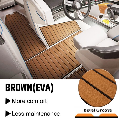Tapis de sol tapis EVA mousse teck yacht auto-adhésif 240 x 60 cm marron - Photo 2/12