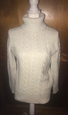 Vintage 80s Eddie Bauer sweater white with silver cable knit style EUC large