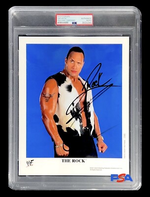 WWE THE ROCK P-686 SIGNED 8X10 ORIGINAL PROMO PHOTO ENCAPSULATED