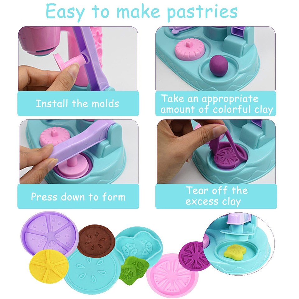 Color Dough for Kids Play Toys, 26 PCS Ice Cream Maker Machine Color