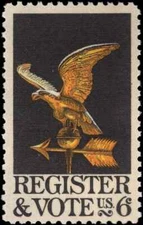 US Scott # 1344, Register and Vote Issue, 1968 6¢ Stamp, MNH