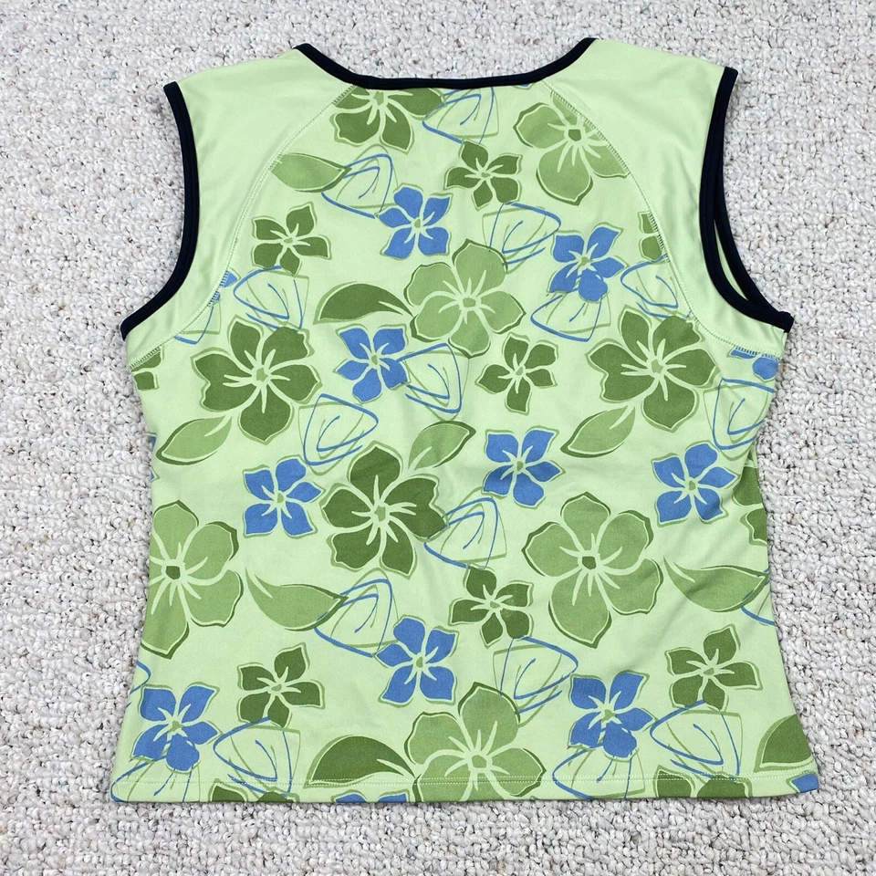Style & Co Womens Top sz L Green Floral Sleeveless Stretch Built in Bra Active - Imagem 2 de 4