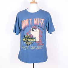 VTG 90s Harley Davidson TAZ Tasmanian Devil Single Stitch Cotton Blnd T-Shirt LG