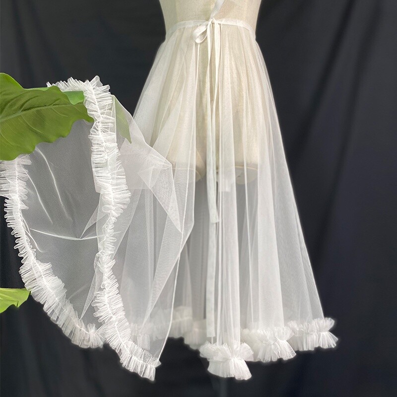 【INCHANT ME】Lace Chiffon Wrap Skirt Women's wrap skirt, chiffon midi skirt, A-line skirt, long