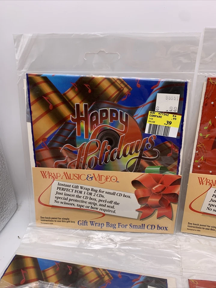Vintage Lot of 15 CD Gift Bags Christmas Holiday Wrap Music & Video NOS - Image 2 of 4