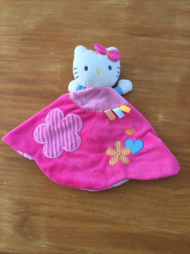 O/ Jemini Cat Hello Kitty White Pink Flower Heart Blue Vichy Flat - Picture 1 of 3
