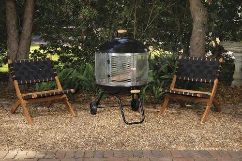 Rejilla de acero portátil de 28" para pozo de fuego con pantalla de chispa de puerta calentador de patio exterior - Imagen 2 de 5